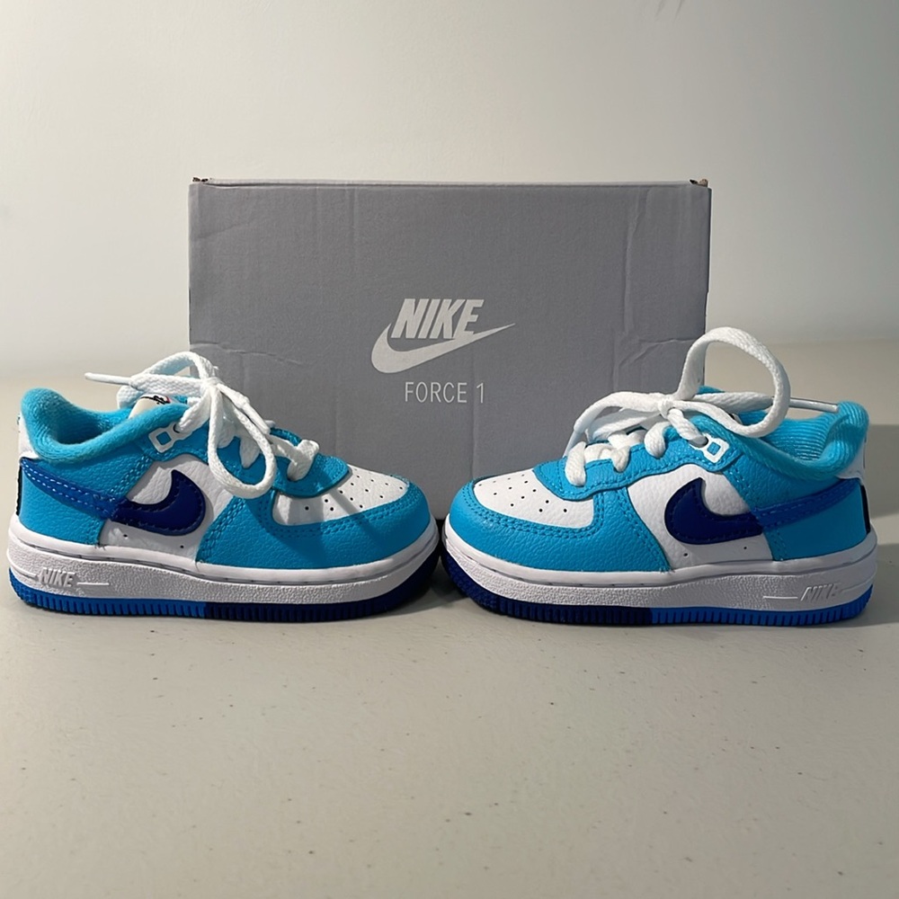 NEW Nike Force 1 LV8 2 TD Toddler Shoes Blue White 5C NIB DX2165-100